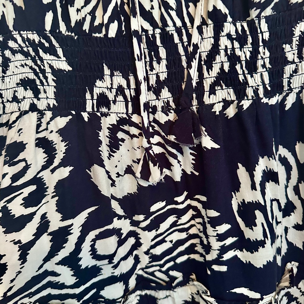 MSK Women's Sleeveless Printed Smocked-Waist Tiered Maxi Dress Navy White L - Picture 9 of 12